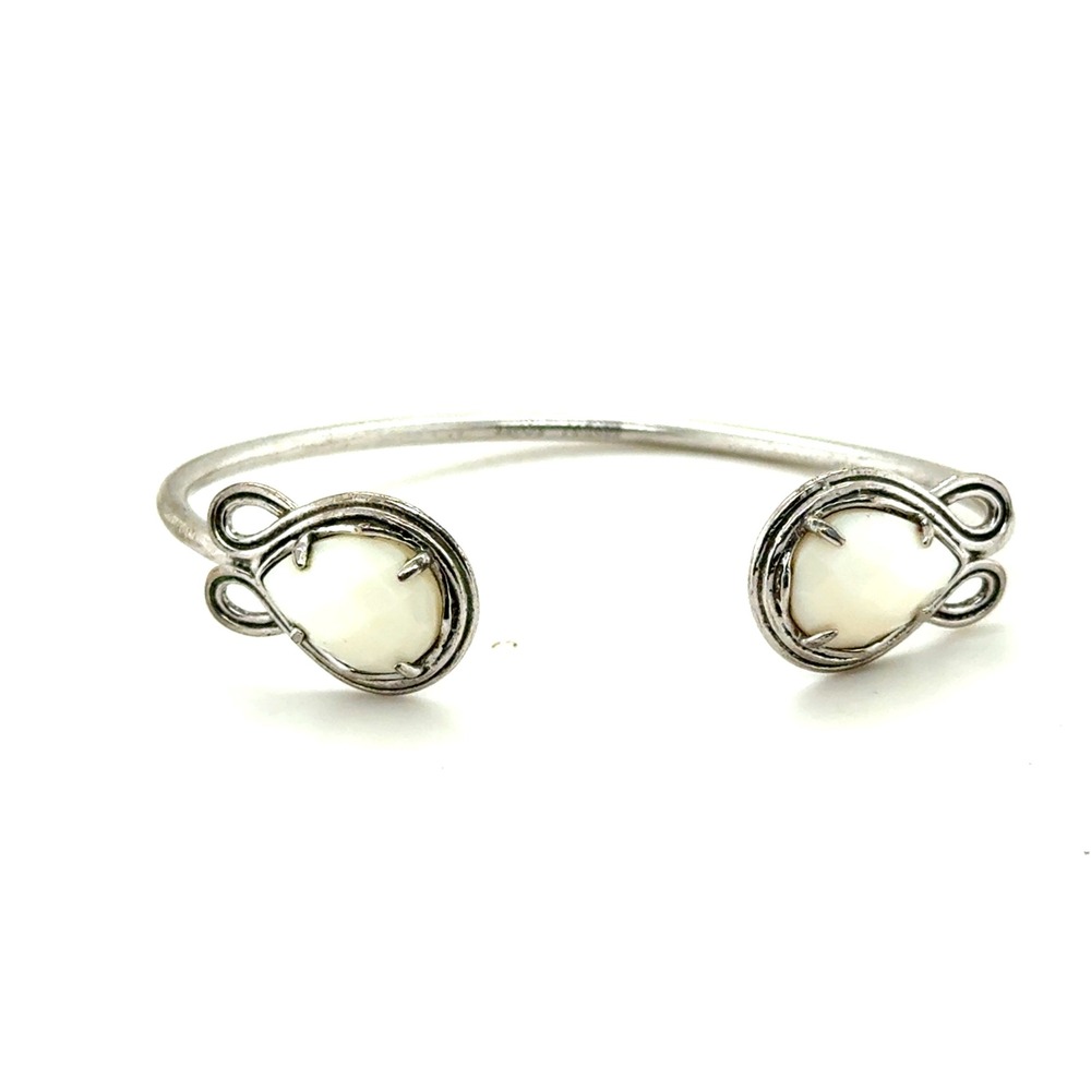 Kendra‎ Scott Silver Tone White Stone Pear Shaped Cuff Bracelet